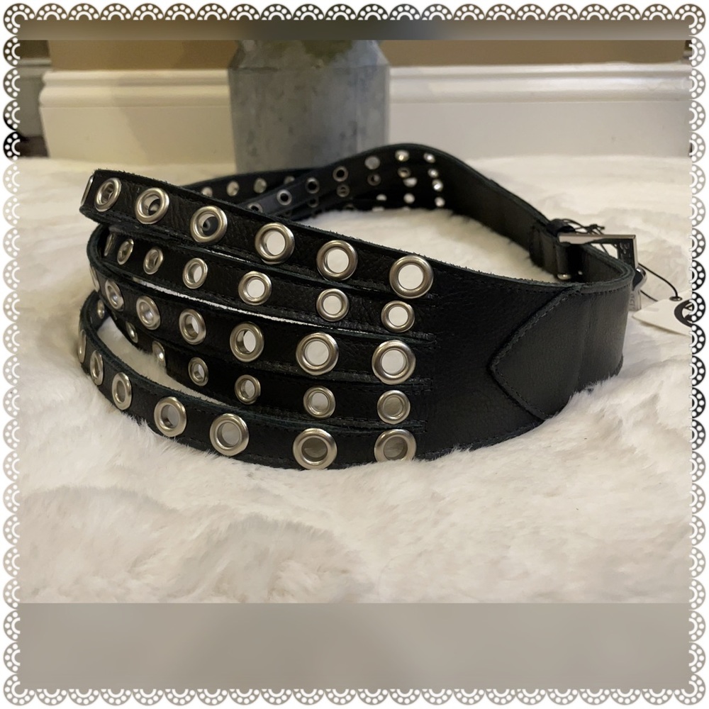 B-low the belt bling/stud leather black belt.